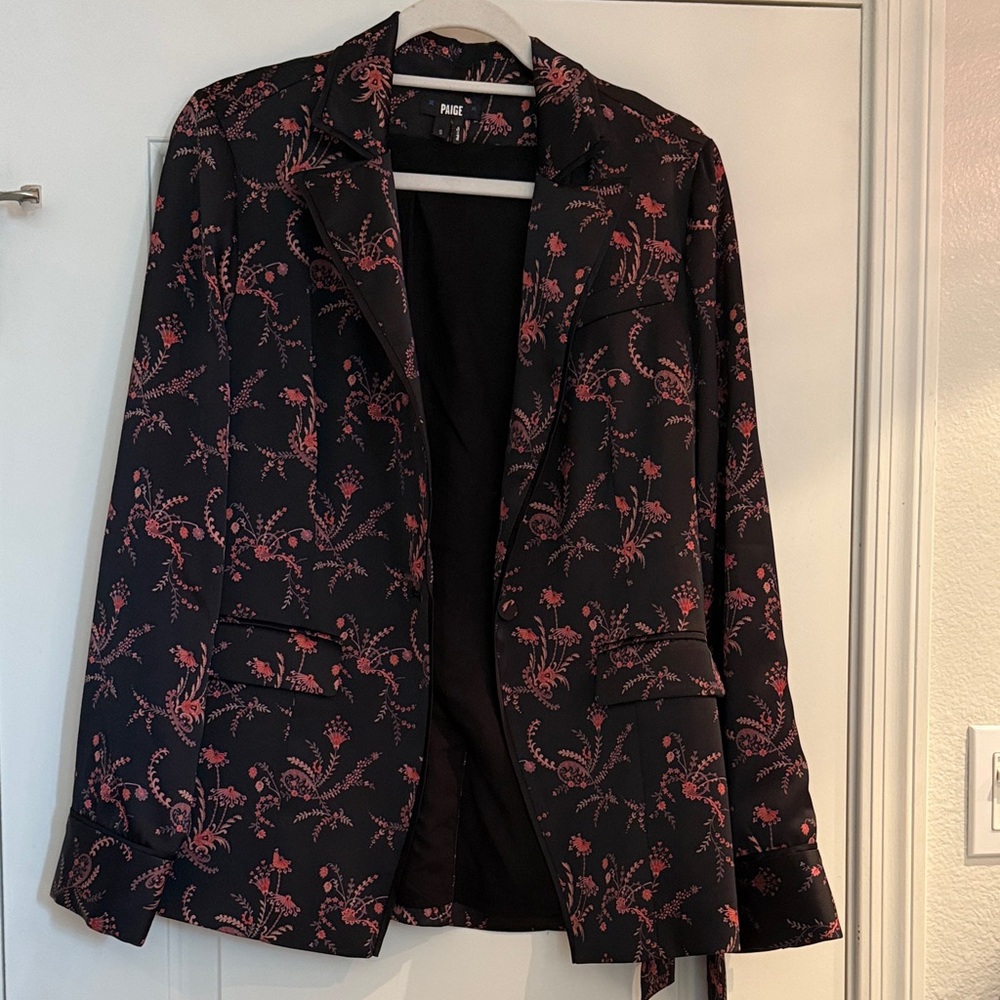 PAIGE Black and Red Floral Blazer